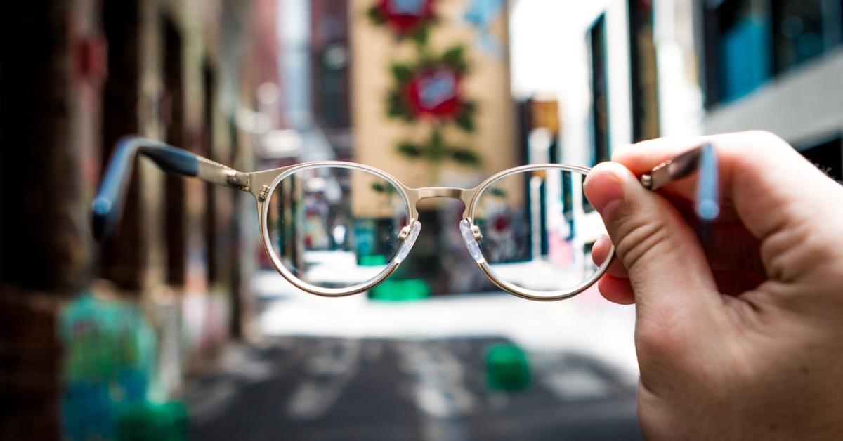 city view through a pair of spectacles